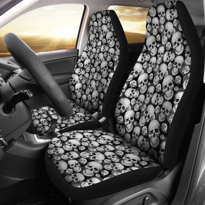 Black And Gray Skulls Roses Car Seat Covers 172727