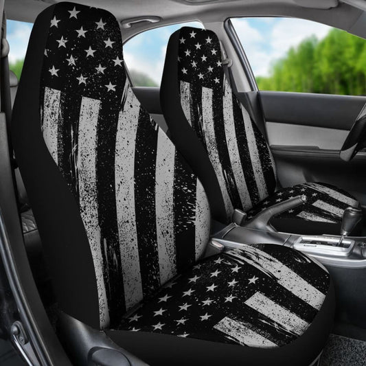 Black And White American Flag Car Seat Covers 103131 - YourCarButBetter