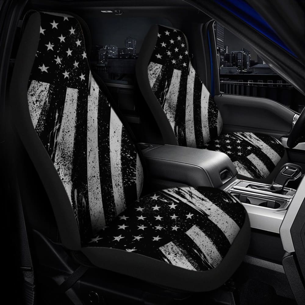 Black And White American Flag Car Seat Covers 103131 - YourCarButBetter