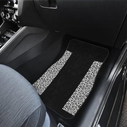 Black And White Leopard Skin Print Car Floor Mats 211504 - YourCarButBetter