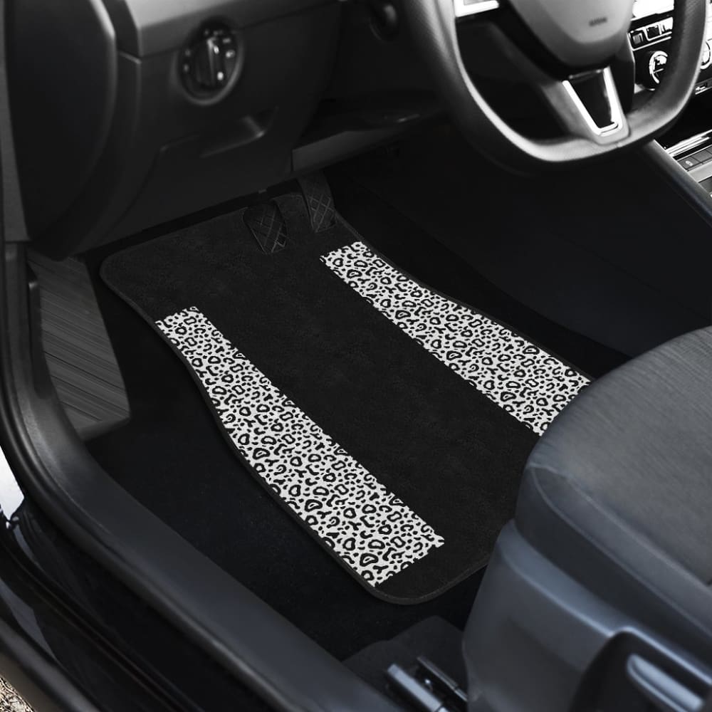 Black And White Leopard Skin Print Car Floor Mats 211504 - YourCarButBetter