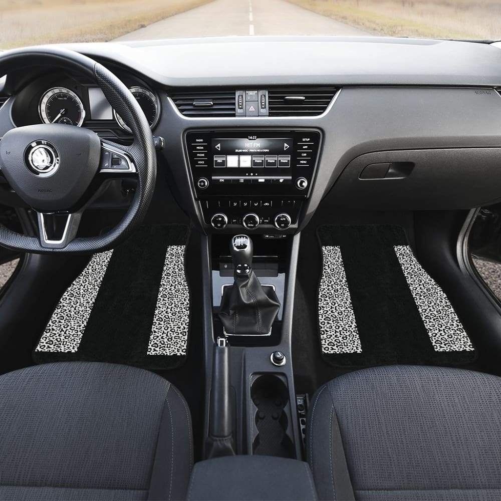 Black And White Leopard Skin Print Car Floor Mats 211504 - YourCarButBetter