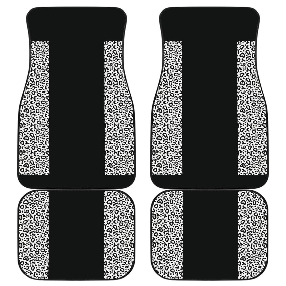 Black And White Leopard Skin Print Car Floor Mats 211504 - YourCarButBetter
