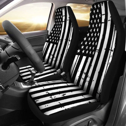 Black And White Stars Stripes Patriotic Car Seat Covers Set Of 2 192609 - YourCarButBetter