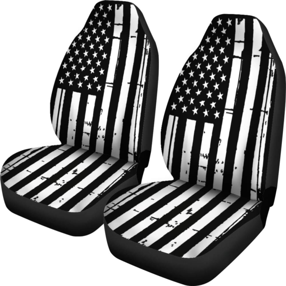 Black And White Stars Stripes Patriotic Car Seat Covers Set Of 2 192609 - YourCarButBetter
