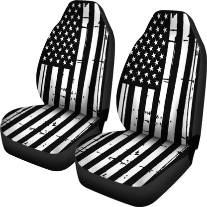 Black And White Stars Stripes Patriotic Car Seat Covers Set Of 2 192609 - YourCarButBetter