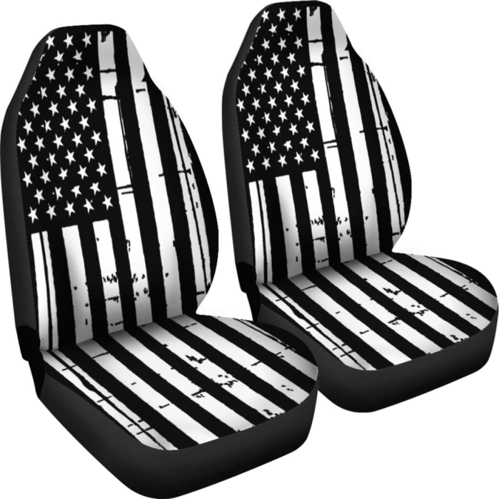 Black And White Stars Stripes Patriotic Car Seat Covers Set Of 2 192609 - YourCarButBetter