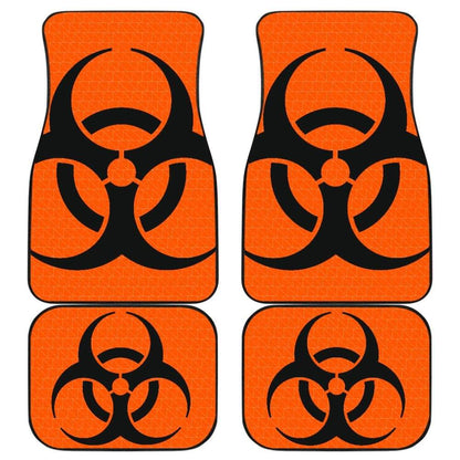 Black Biohazard Sign Orange Background Car Floor Mats 211204 - YourCarButBetter