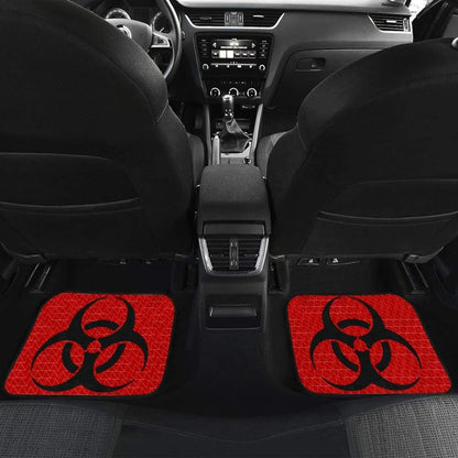 Black Biohazard Sign Red Background Car Floor Mats 211204 - YourCarButBetter