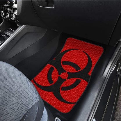 Black Biohazard Sign Red Background Car Floor Mats 211204 - YourCarButBetter