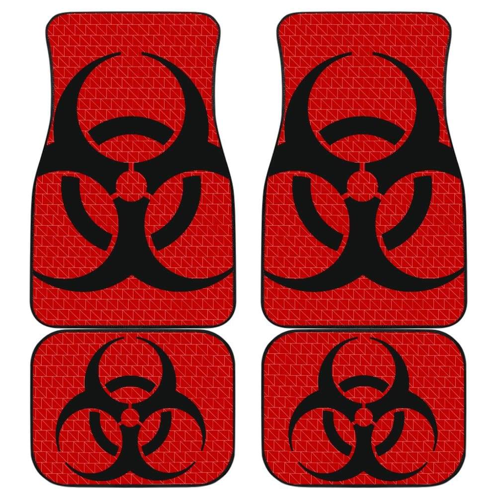 Black Biohazard Sign Red Background Car Floor Mats 211204 - YourCarButBetter