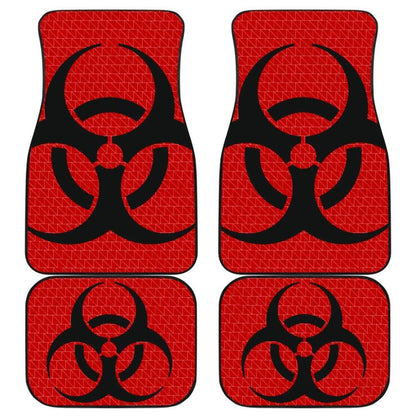 Black Biohazard Sign Red Background Car Floor Mats 211204 - YourCarButBetter