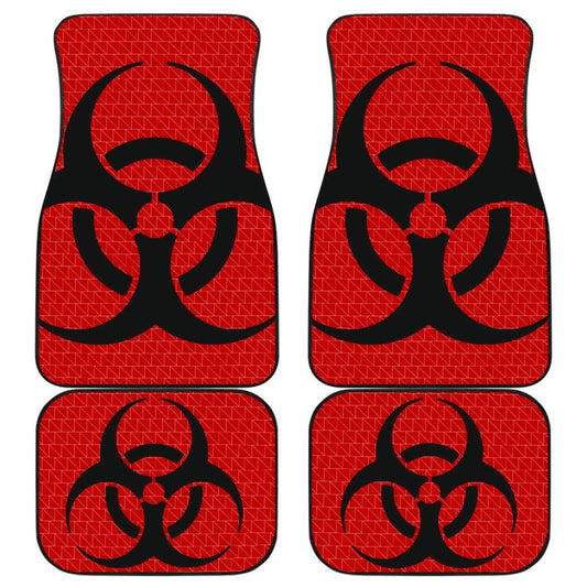 Black Biohazard Sign Red Background Car Floor Mats 211204 - YourCarButBetter