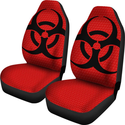 Black Biohazard Sign Red Background Car Seats Covers 211204 - YourCarButBetter