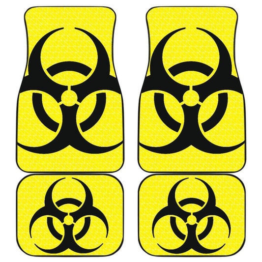 Black Biohazard Sign Yellow Background Car Floor Mats 211204 - YourCarButBetter
