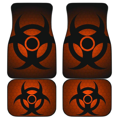 Black Biohazard Warning Orange Background Car Floor Mats 211204 - YourCarButBetter