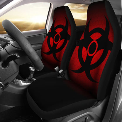 Black Biohazard Warning Red Background Car Seats Covers 211204 - YourCarButBetter