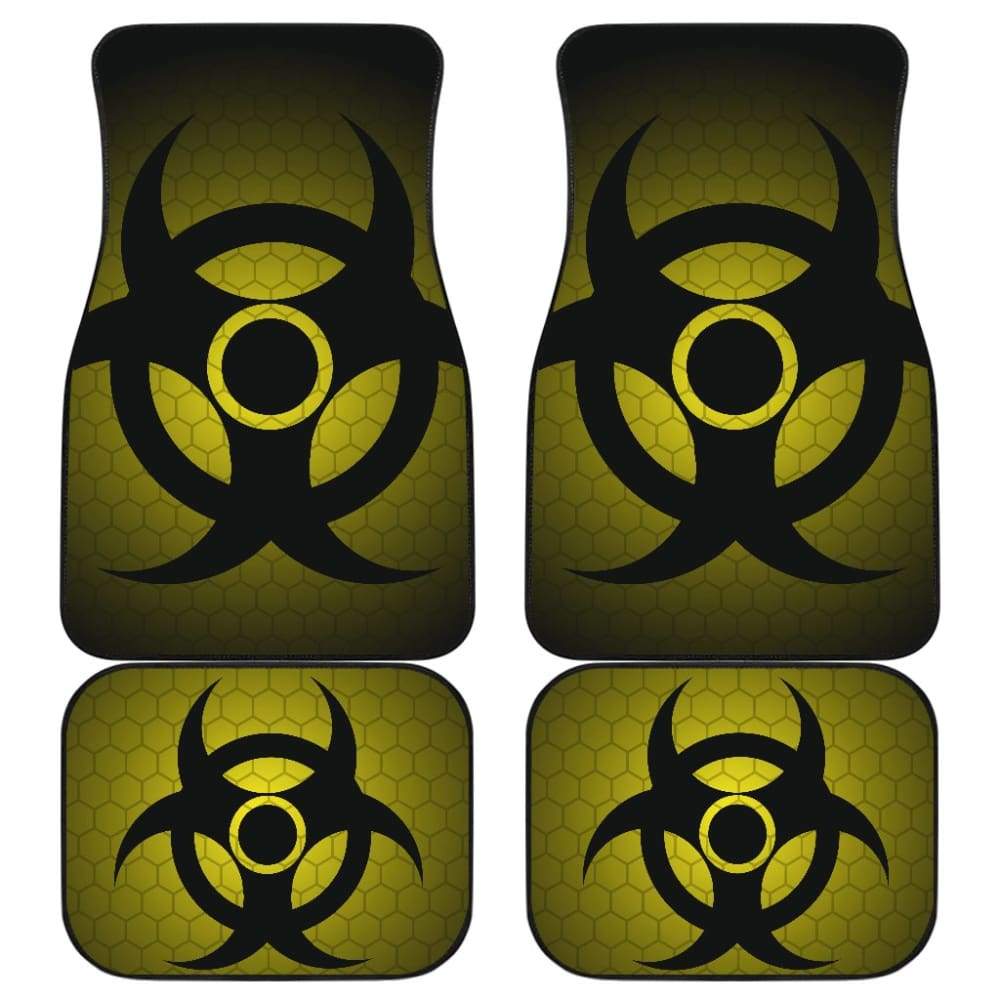 Black Biohazard Warning Yellow Background Car Floor Mats 211204 - YourCarButBetter