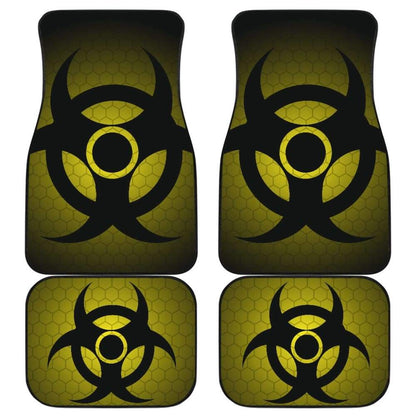 Black Biohazard Warning Yellow Background Car Floor Mats 211204 - YourCarButBetter