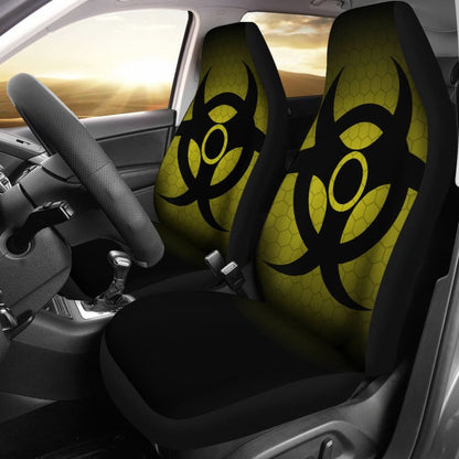 Black Biohazard Warning Yellow Background Car Seats Covers 211204 - YourCarButBetter