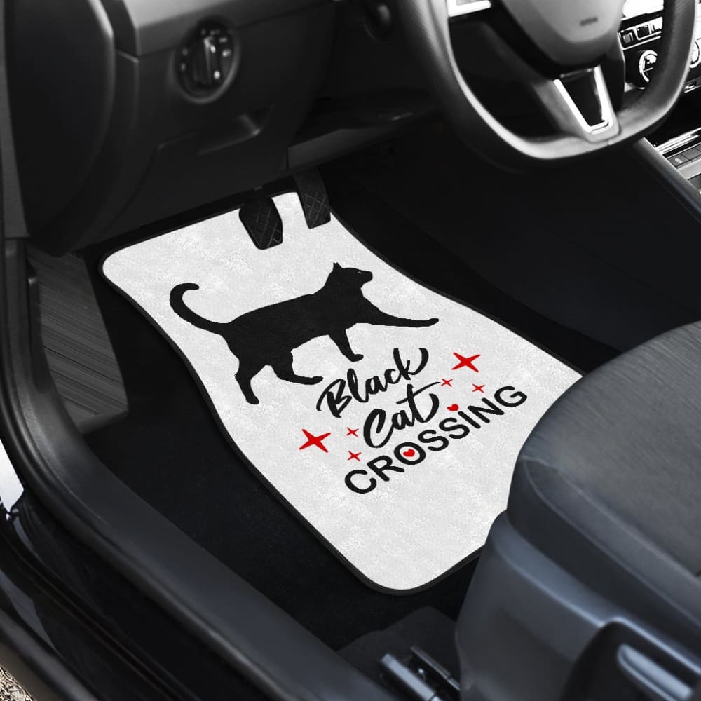 Black Cat Crossing Car Floor Mats 211110 - YourCarButBetter