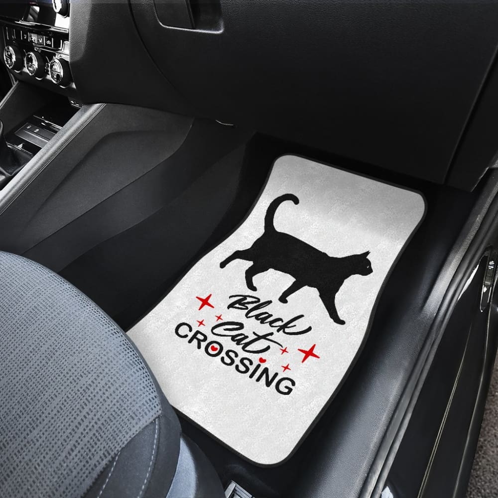 Black Cat Crossing Car Floor Mats 211110 - YourCarButBetter