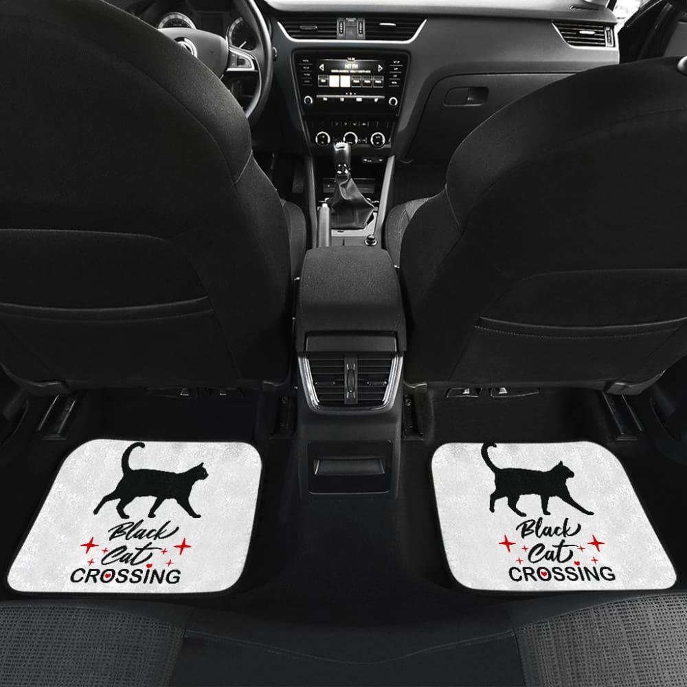 Black Cat Crossing Car Floor Mats 211110 - YourCarButBetter