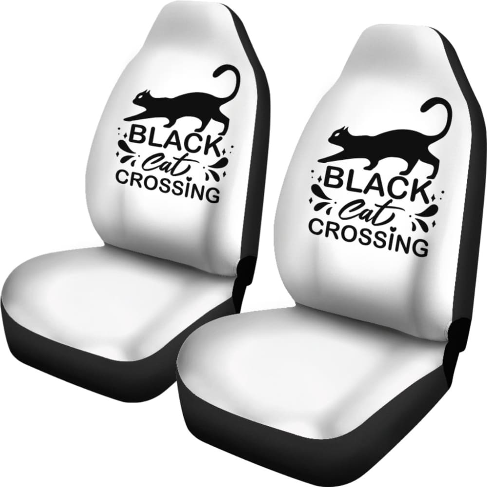 Black Cat Crossing Halloween Gift Car Seat Covers 211110 - YourCarButBetter