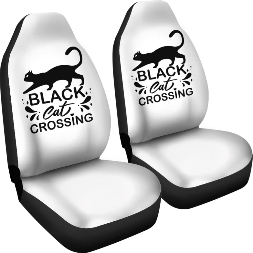 Black Cat Crossing Halloween Gift Car Seat Covers 211110 - YourCarButBetter
