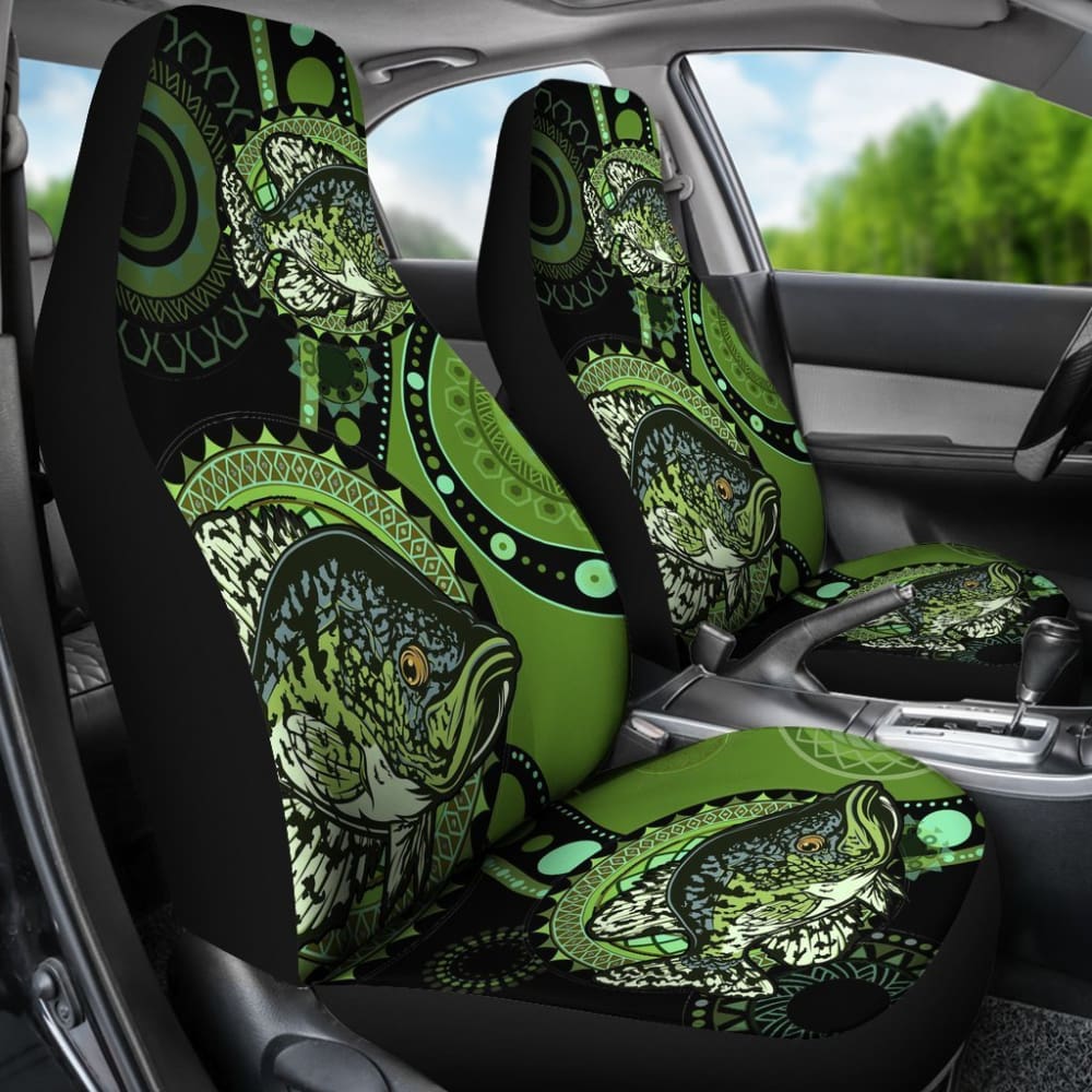 Black Crappie Ethnic Pattern Fishing Car Seat Covers 182417 - YourCarButBetter