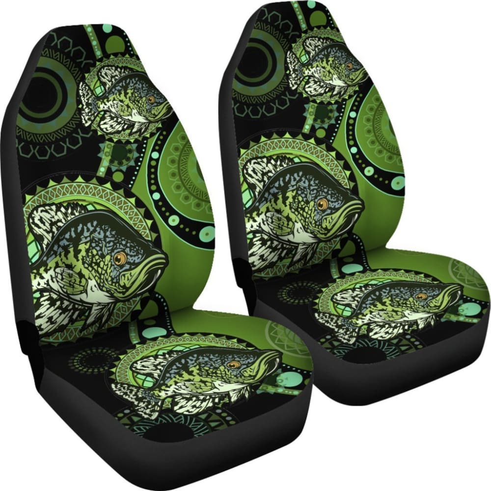 Black Crappie Ethnic Pattern Fishing Car Seat Covers 182417 - YourCarButBetter