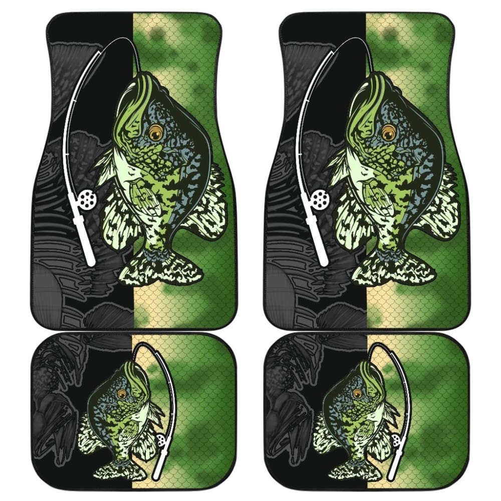 Black Crappie Fishing Car Floor Mats 182417 - YourCarButBetter