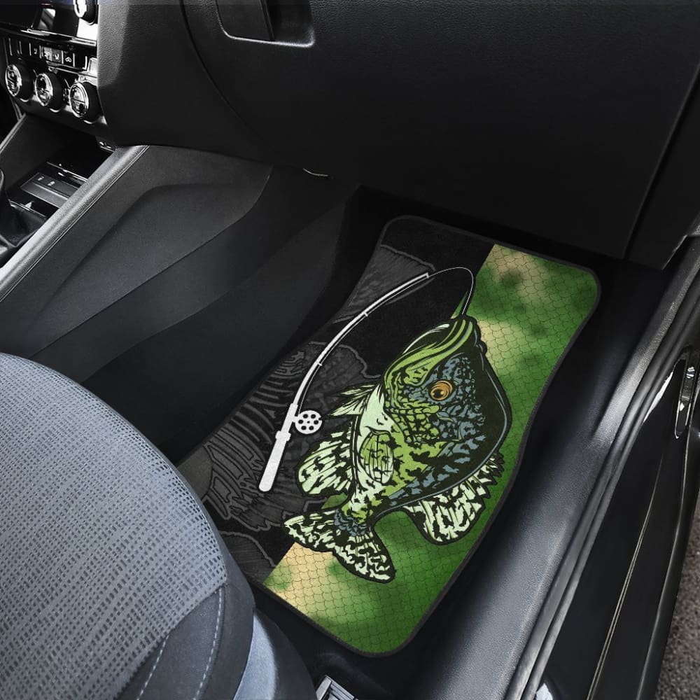 Black Crappie Fishing Car Floor Mats 182417 - YourCarButBetter