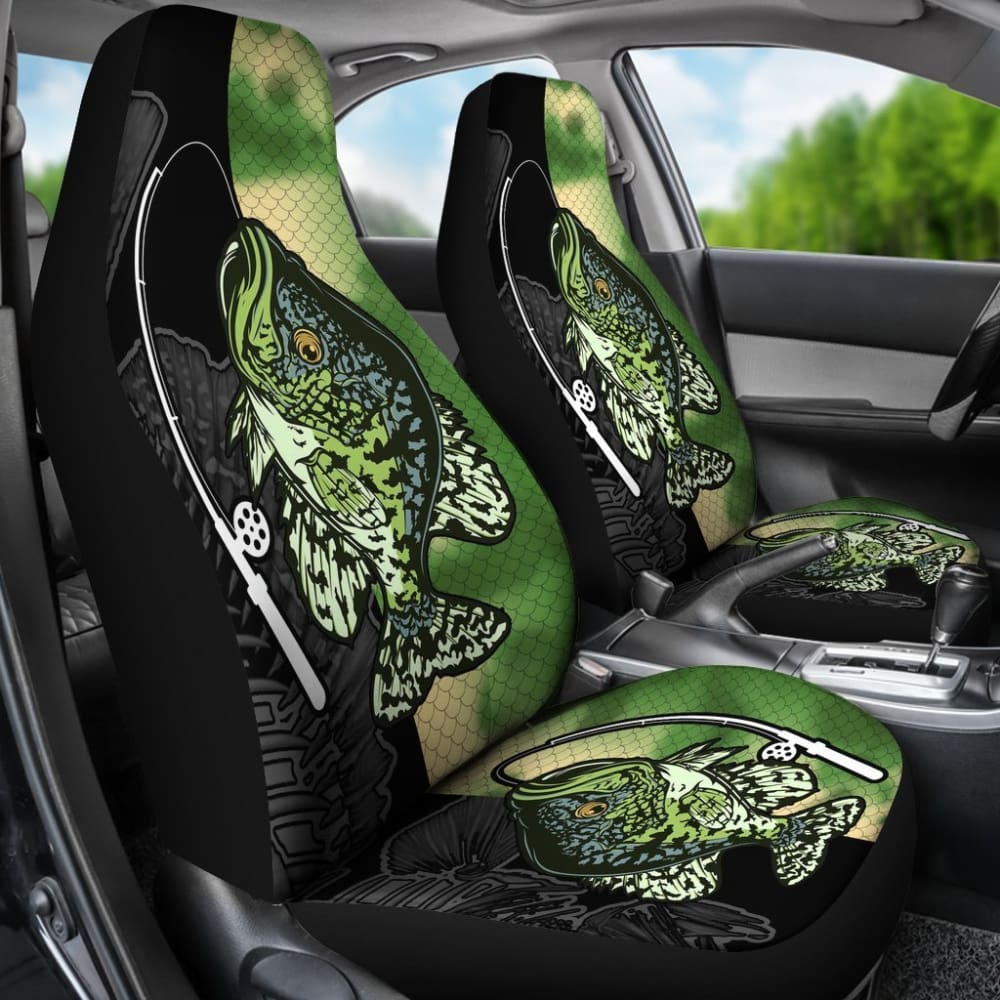 Black Crappie Fishing Car Seat Covers 182417 - YourCarButBetter
