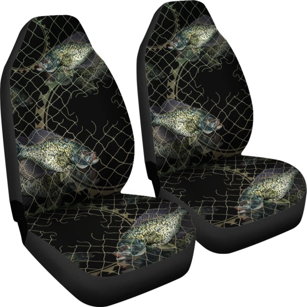 Black Crappie In The Net Fishing Car Seat Covers 182417 - YourCarButBetter
