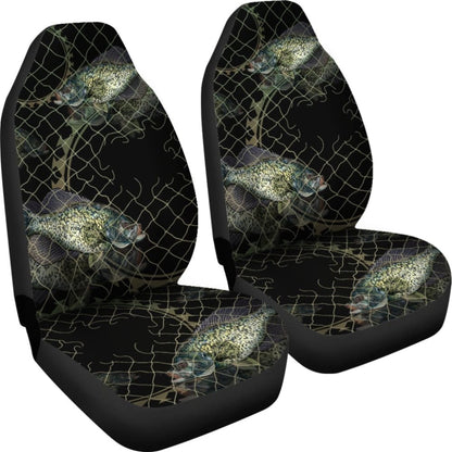 Black Crappie In The Net Fishing Car Seat Covers 182417 - YourCarButBetter