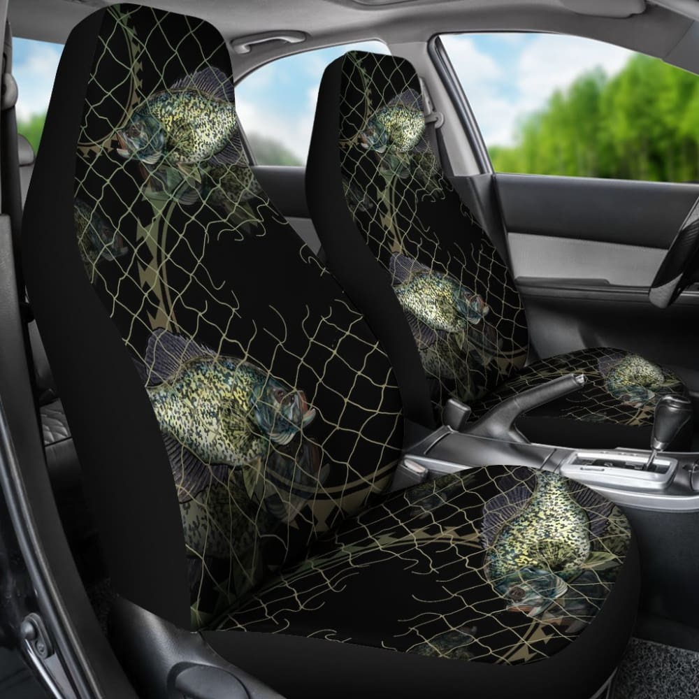 Black Crappie In The Net Fishing Car Seat Covers 182417 - YourCarButBetter