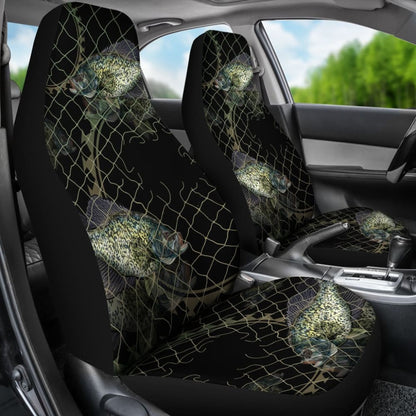 Black Crappie In The Net Fishing Car Seat Covers 182417 - YourCarButBetter