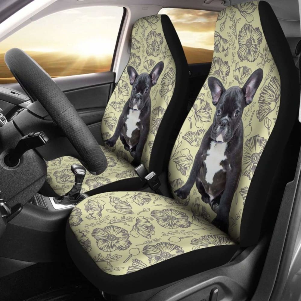 Black French Bulldog Dog Car Seat Covers 194110