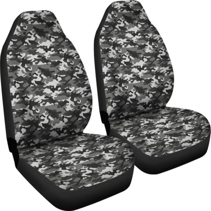 Black Gray Camouflage Car Seat Covers 112608