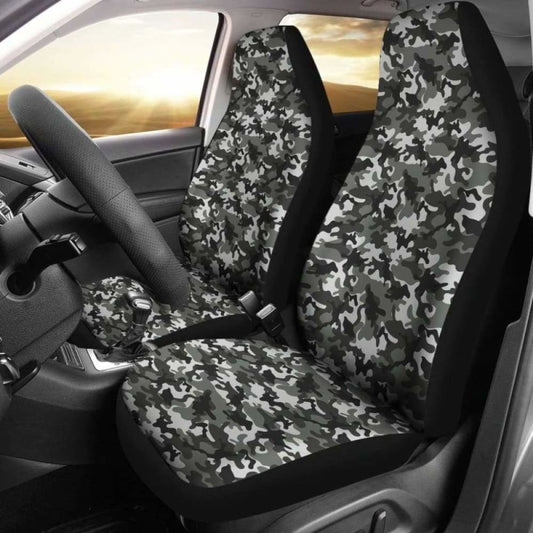 Black Gray Camouflage Car Seat Covers 112608