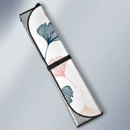 Black Gray Cream Coral Ginkgo Leaves Pattern Car Auto Sun Shades 182102 - YourCarButBetter
