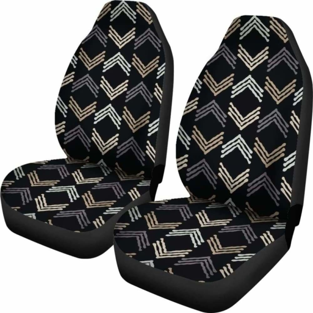 Black Gray Tan White And Beige Car Seat Covers Boho Ethnic Style Pattern 105905 - YourCarButBetter