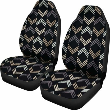 Black Gray Tan White And Beige Car Seat Covers Boho Ethnic Style Pattern 105905 - YourCarButBetter