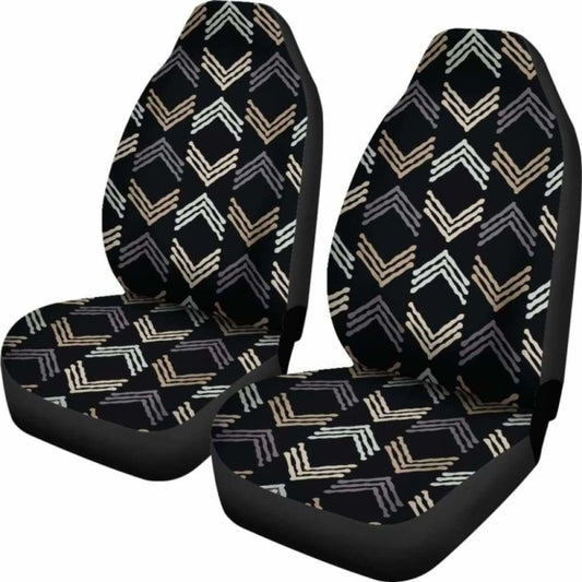 Black Gray Tan White And Beige Car Seat Covers Boho Ethnic Style Pattern 105905 - YourCarButBetter