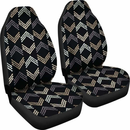 Black Gray Tan White And Beige Car Seat Covers Boho Ethnic Style Pattern 105905 - YourCarButBetter