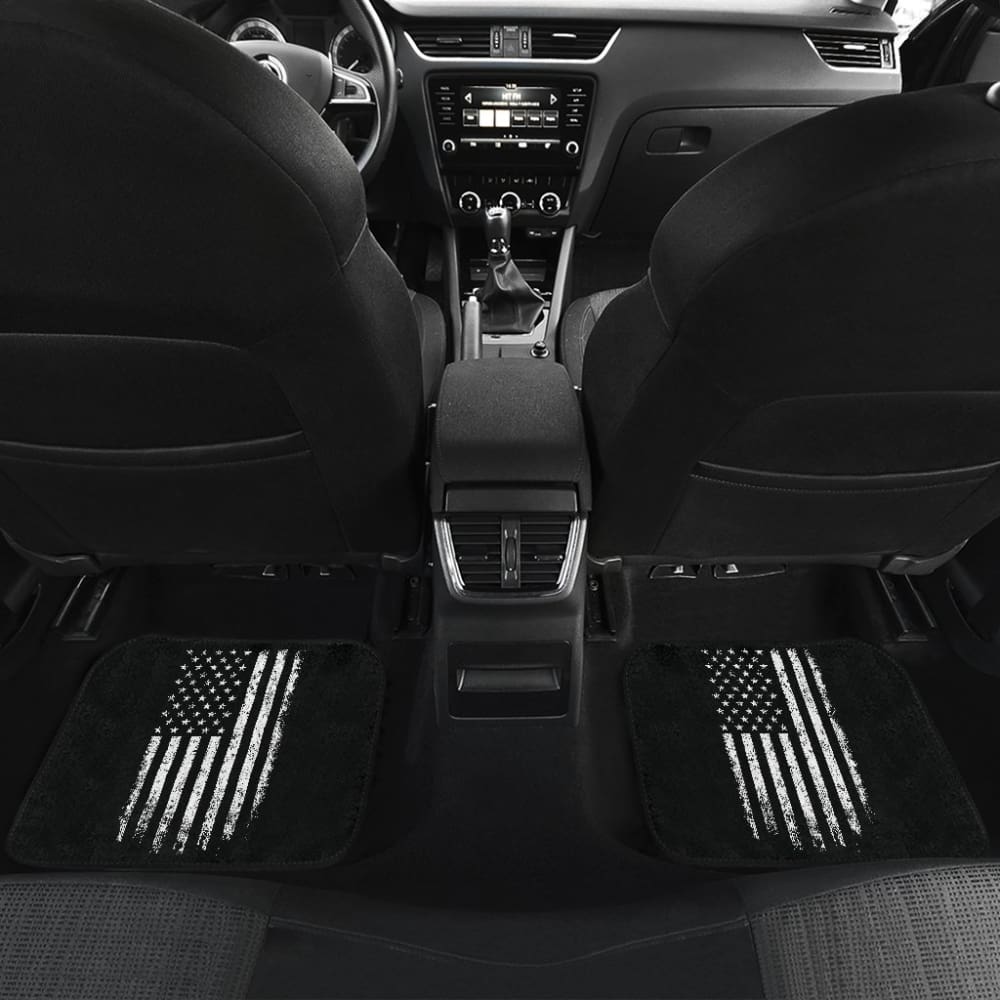 Black Grunge American Flag Patriotic Car Floor Mats 212304 - YourCarButBetter