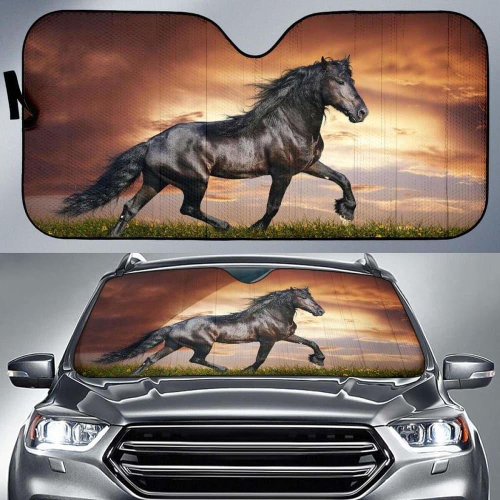 Black Horse Car Sun Shade 172609 - YourCarButBetter