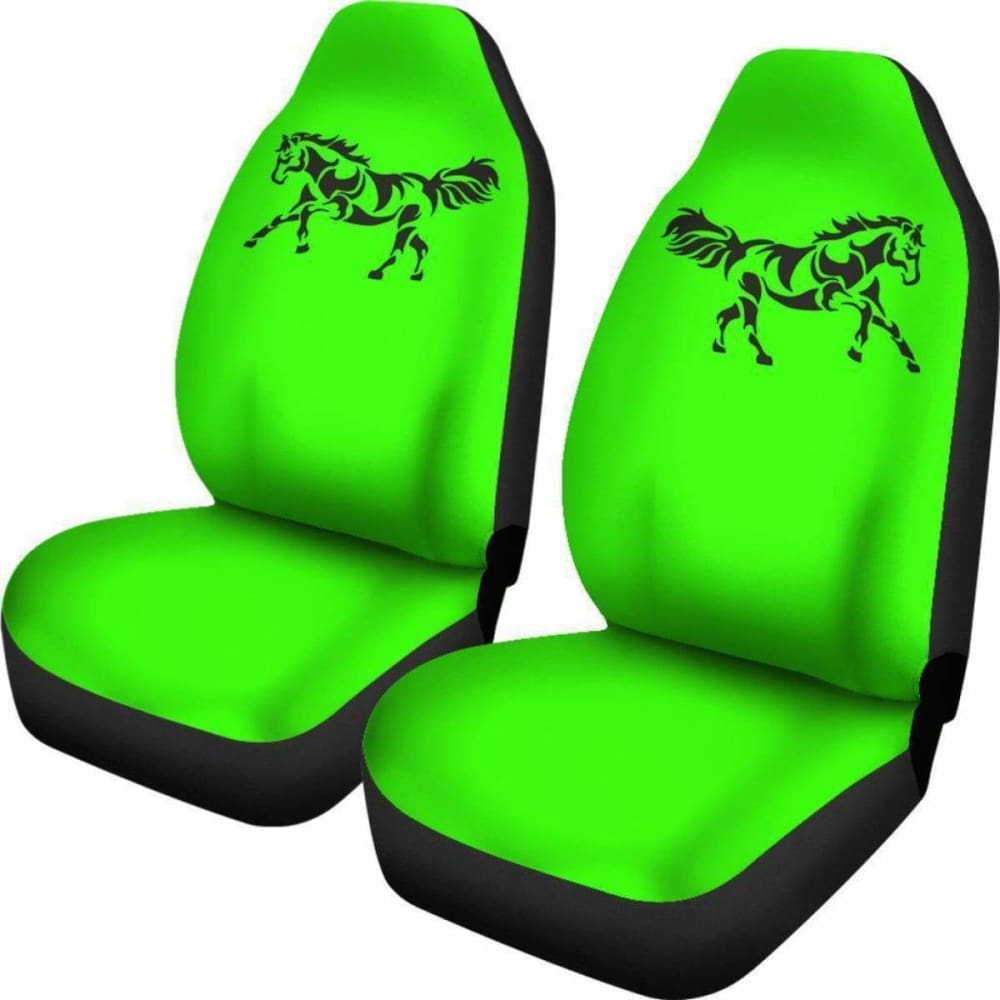 Black Horse Silhouette Lime Green Seat Covers 170804