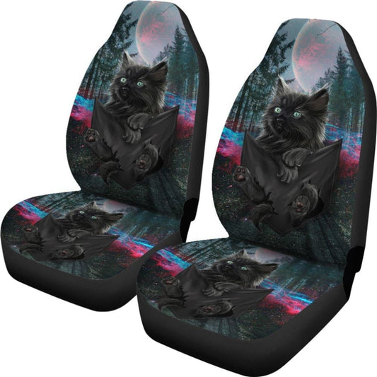 Black Kittie Cat Car Seat Covers 094209 - YourCarButBetter